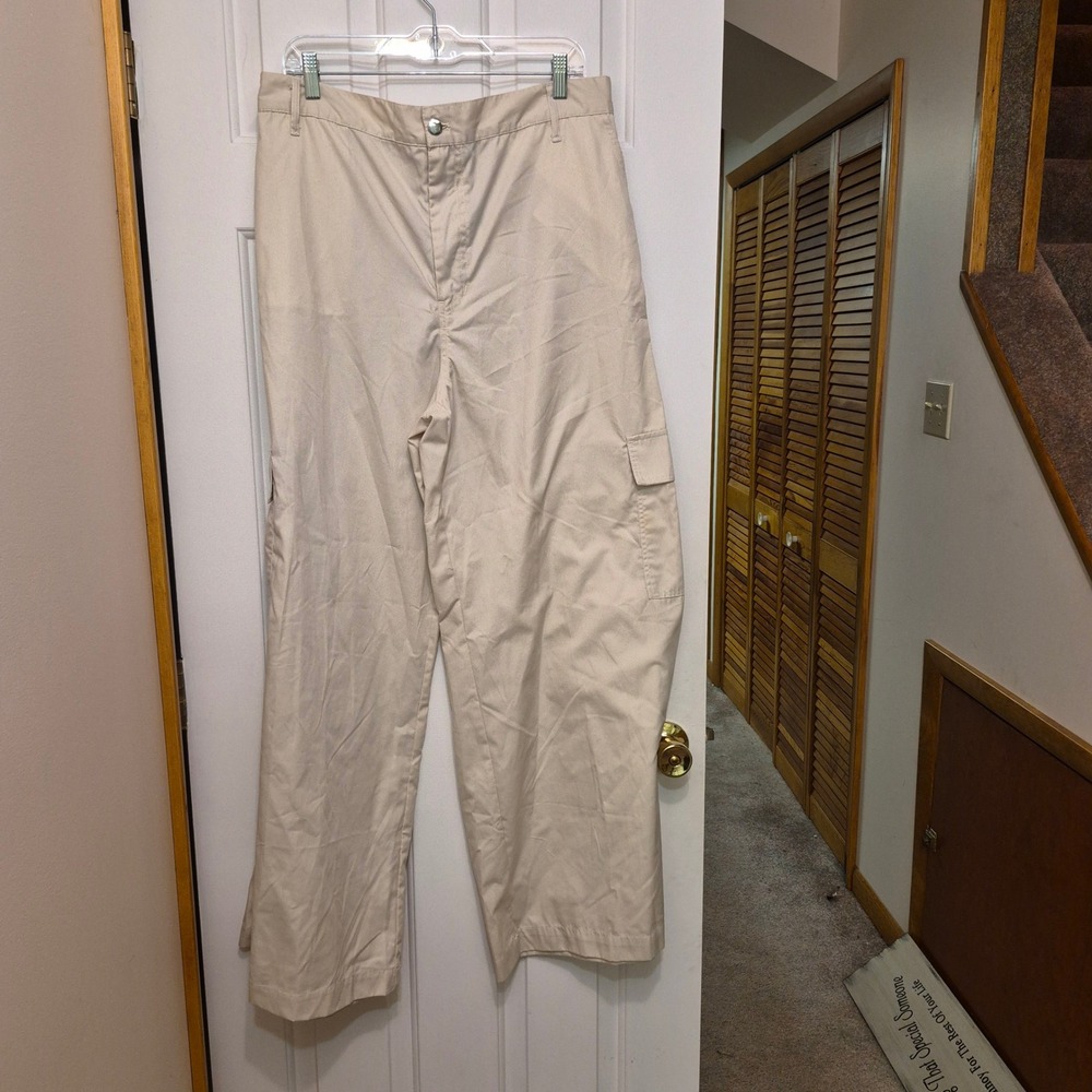 rue21 Womens XL Beige Wide Leg Cargo Pants High Rise Baggy Utility 66737R21